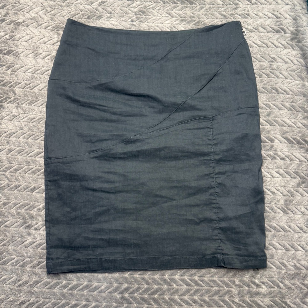 Sarah Pacini Made in Italy Linen Blend Asymmetrical Pencil Skirt Size 3 (1565)‎